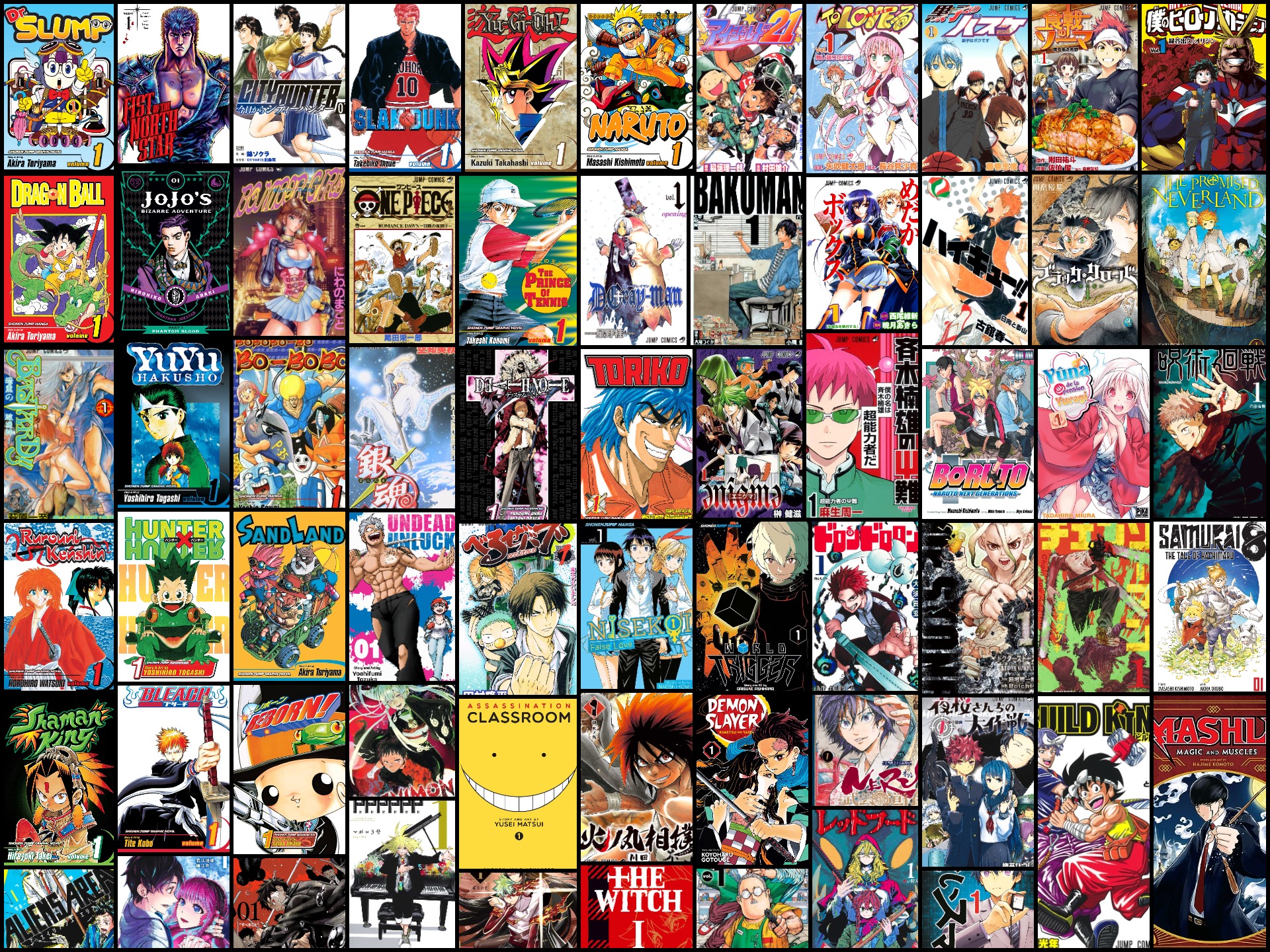Top 64 Most Popular Series From Shounen Jump Magz.